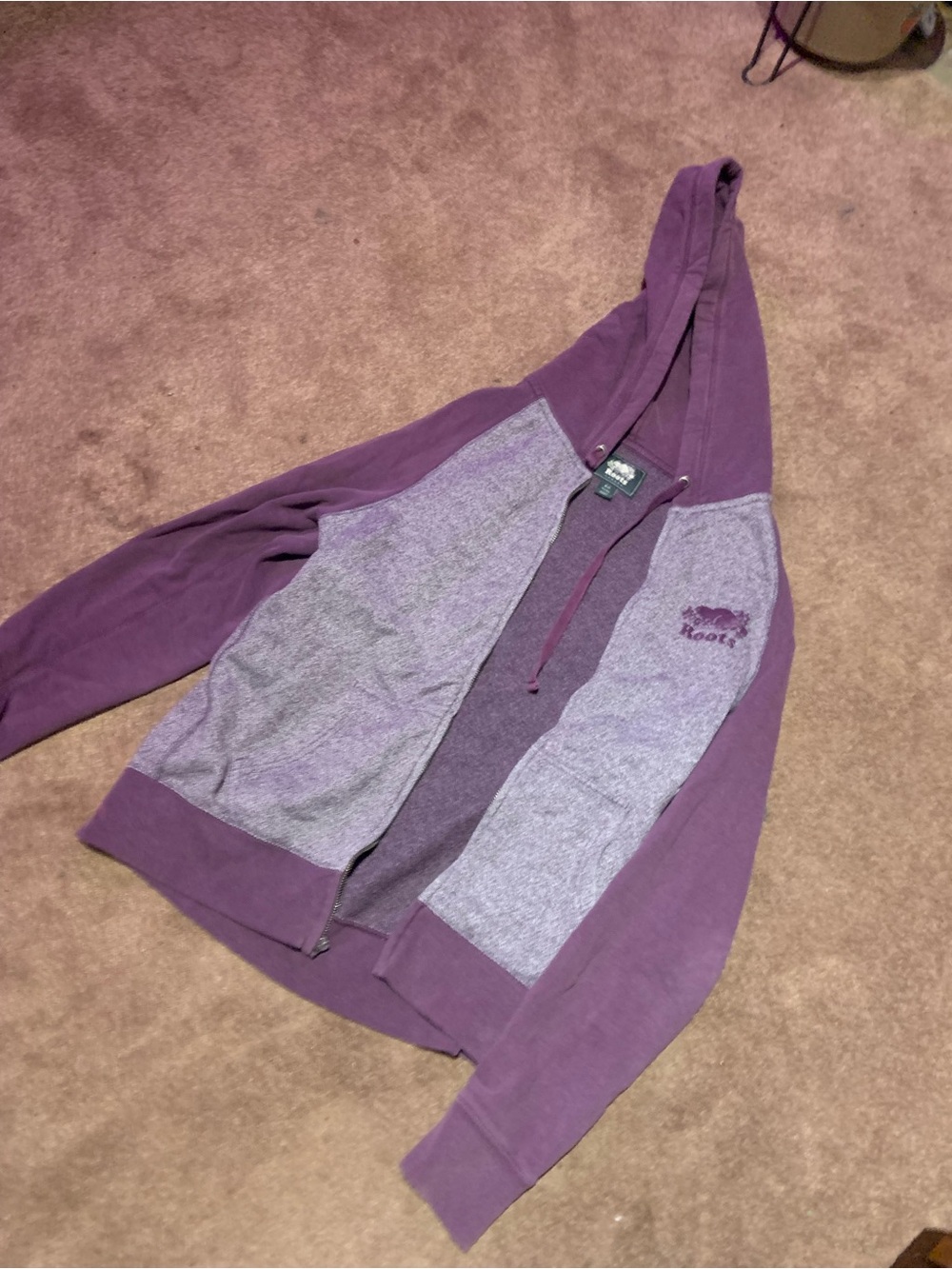 Roots Plum and Heather Gray Zip-Up Hoodie